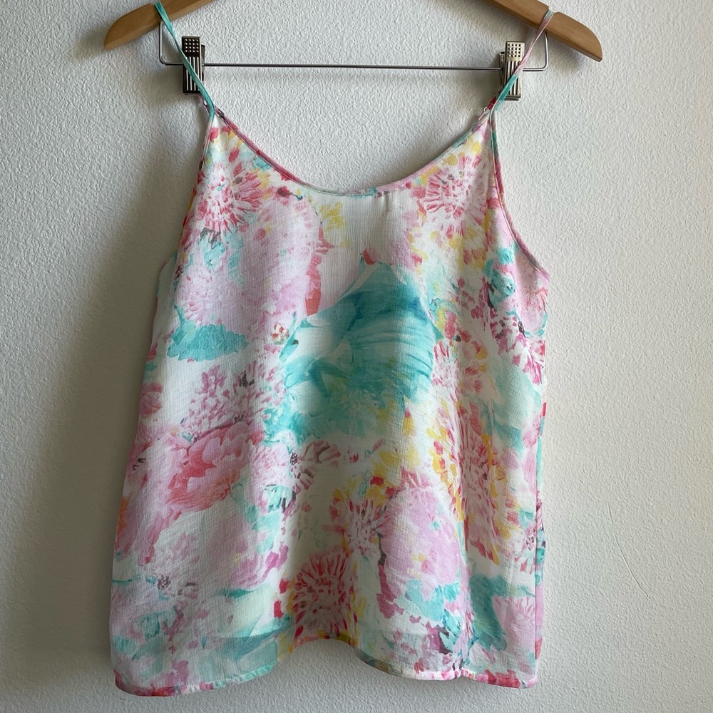 Pastel floral sleeveless blouse